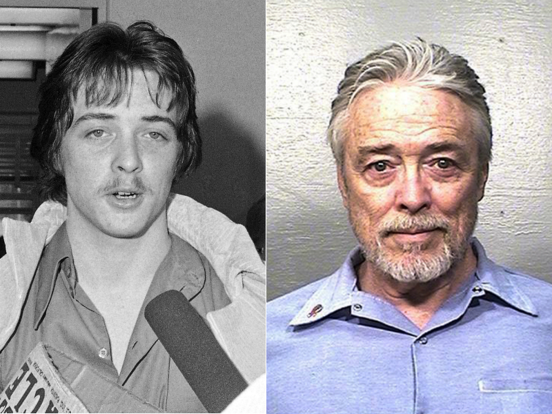At left, Charles Manson follower Robert Beausoleil in 1970. At right, Beausoleil in 2018.