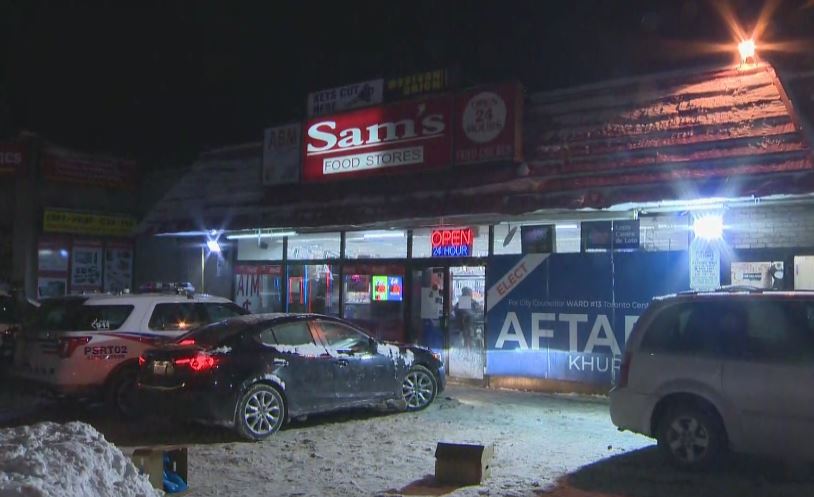 The incident happened at a convenience store at Sherbourne Street and Dundas Street East Wednesday evening.