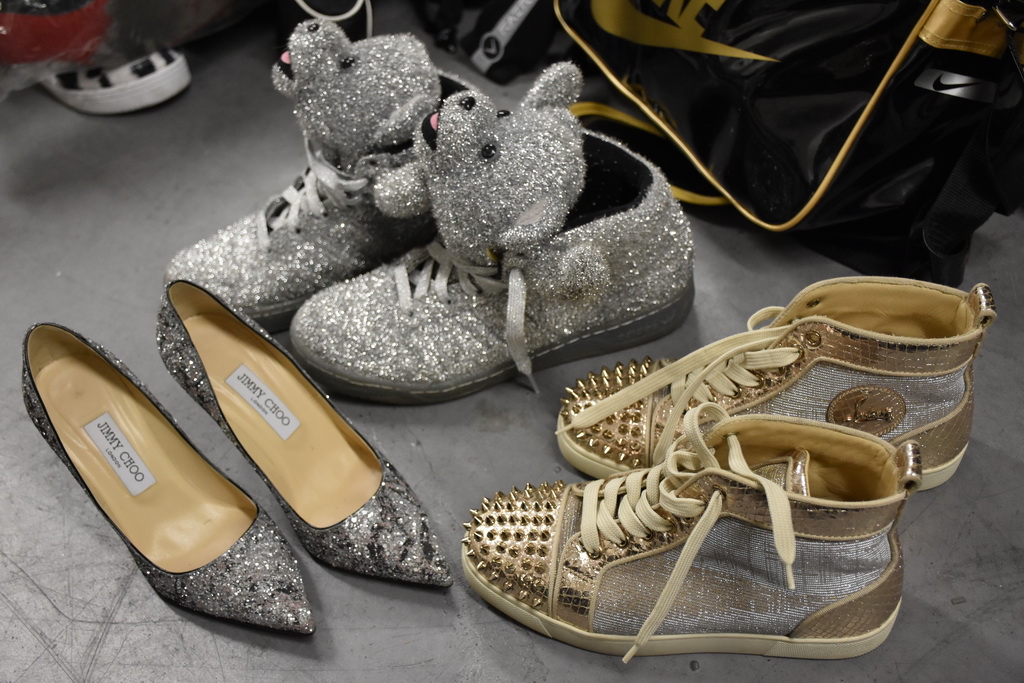 High-end shoes were among the goods seized by police. 