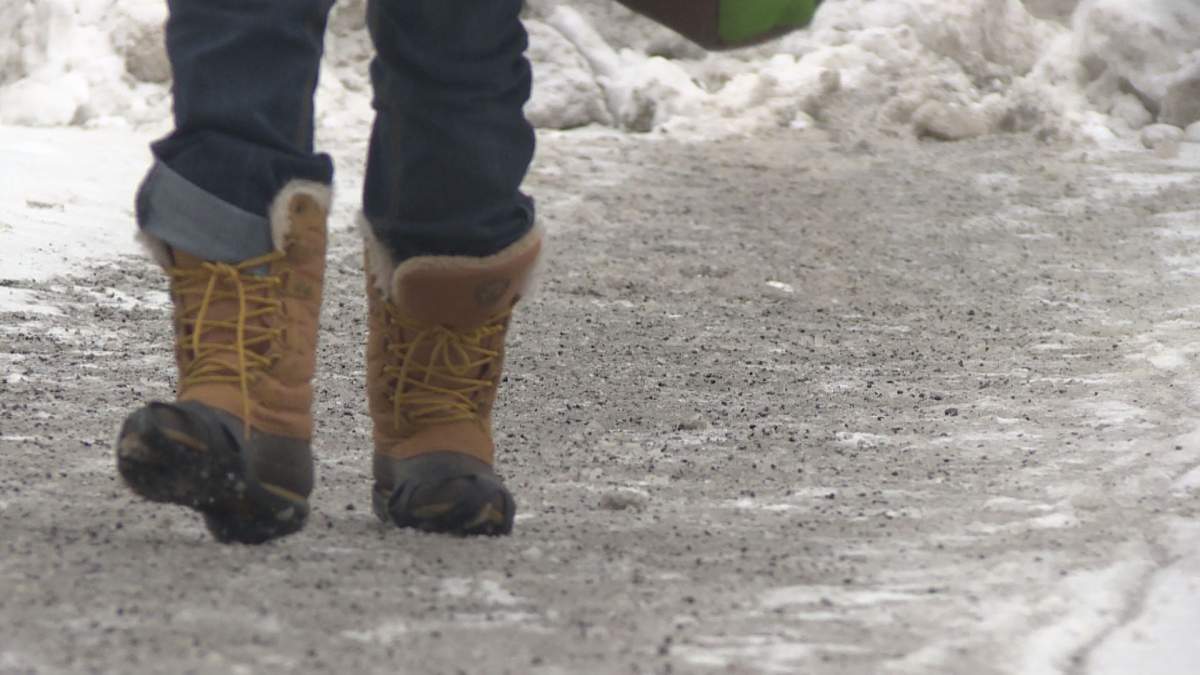 Dr. Saluja suggests to take things slower than usual and to wear crampons if you have them.