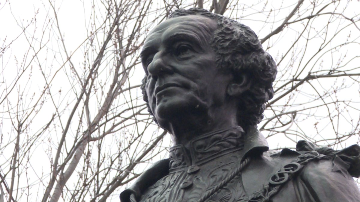 Statue of Sir John A. Macdonald in Kingston City Park.