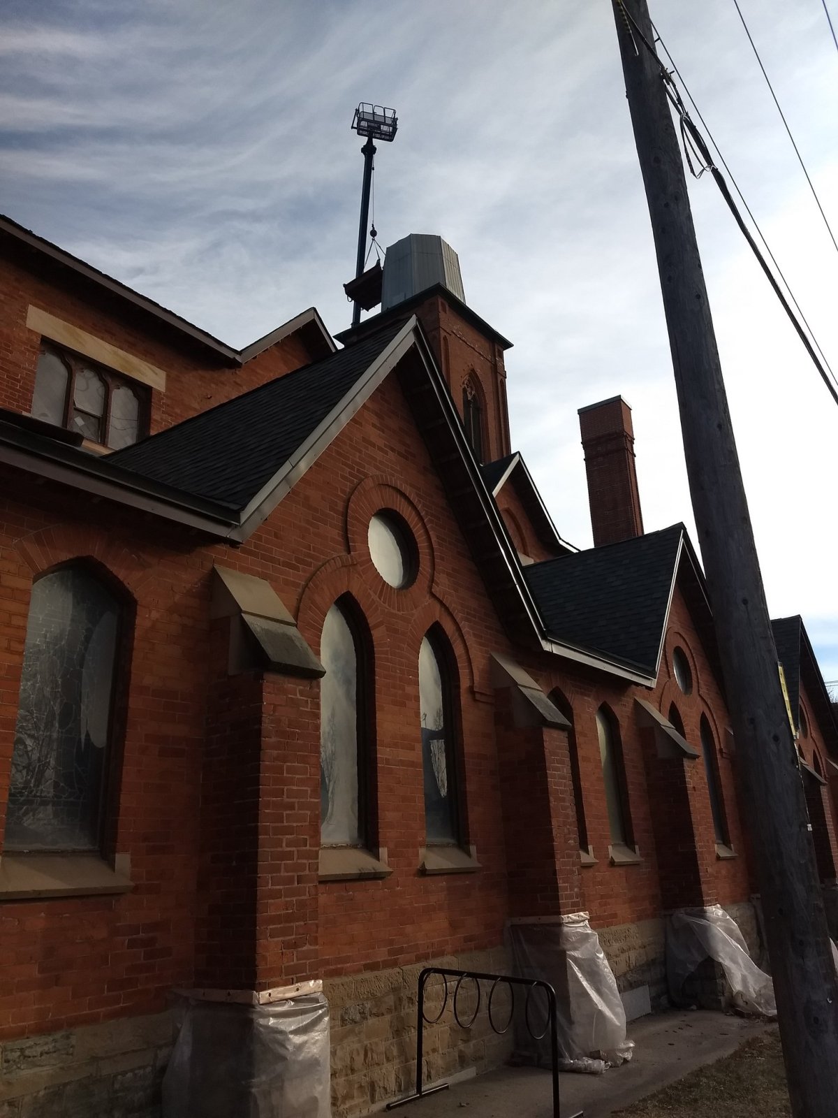 Demolition continues on St. Paul's Presbyterian Church in Peterborough. The congregation is relocating to The Mount Community Centre.