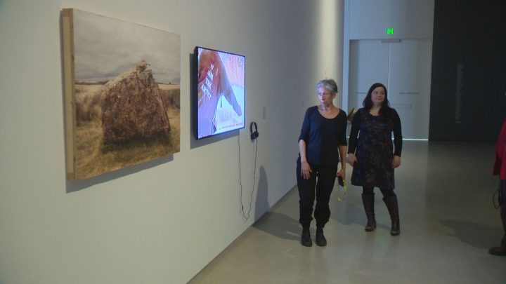 Bellmore (left) and Nanibush describe the exhibition at the Remai Modern.