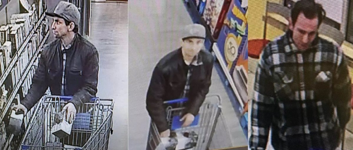 Strathroy-Caradoc Police say a suspect (pictured above) threatened an employee with a weapon before trying to flee a Walmart on Sunday night.
