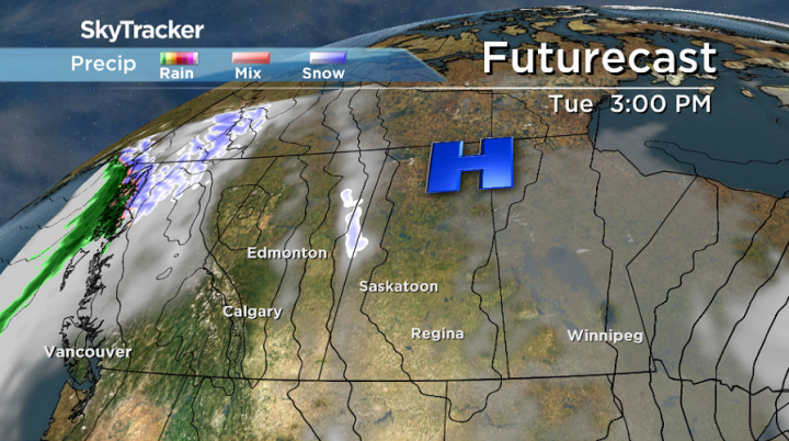Sunshine continues through the day on Tuesday as an arctic high-pressure system slides in.