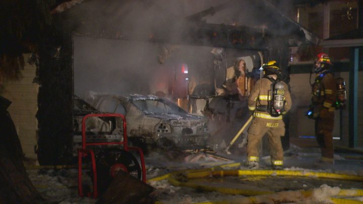 No one was injured after a detached garage fire in southwest Calgary on Tuesday.