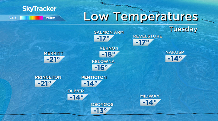 The coldest days the Okanagan has seen so far this year roll in for the first full week of February.