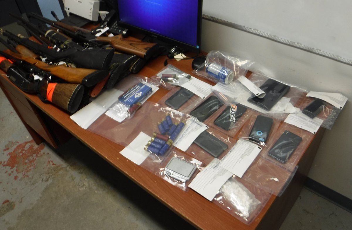 Thompson RCMP seized a number of firearms along with 32 grams of cocaine.