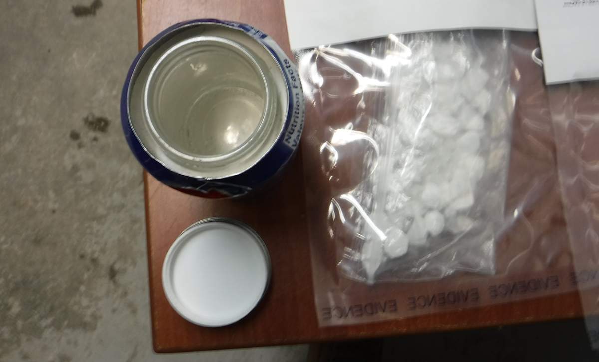 Police believe this hollowed-out soda can is used to transport drugs.