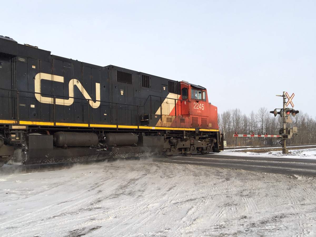 CN train crossing Highway 60 on Friday, January 18, 2019.
