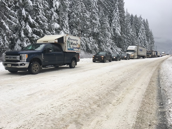 Traffic has come to a standstill along the Trans-Canada Highway because of avalanche control.