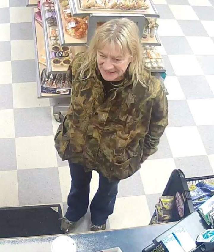 A photo of the female suspect regarding the attempted parking lot robbery in Enderby, B.C., on Dec. 29, 2018.