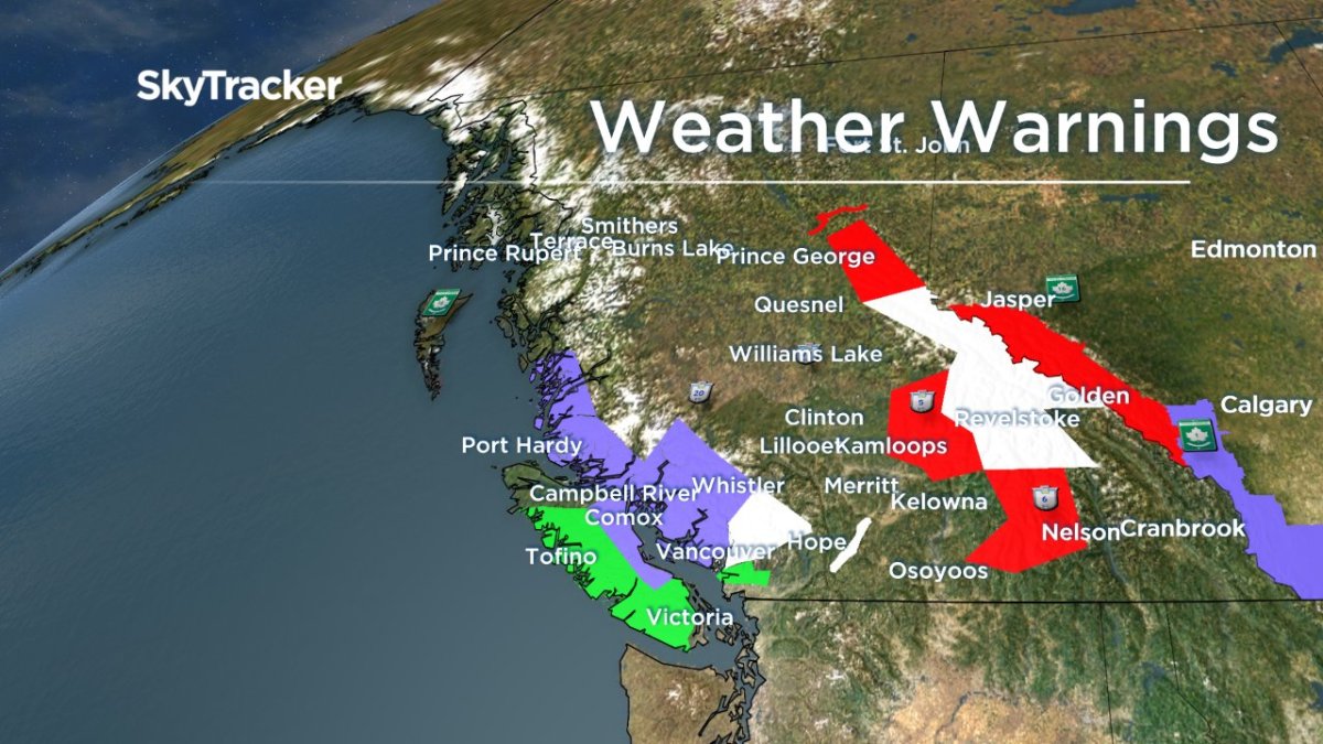 Heavy rains are in the forecast for B.C.'s South Coast. 