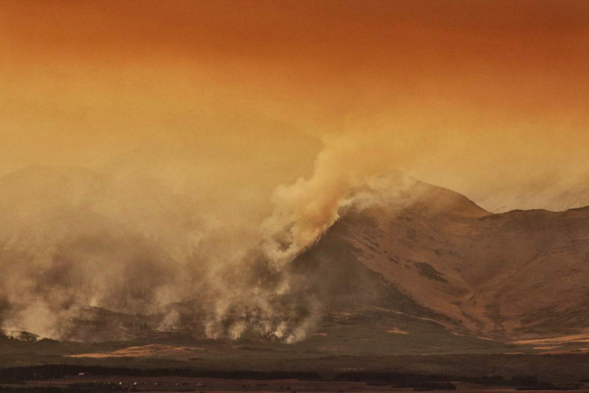 A large wild fire continues to burn in Waterton Lakes National Park, Alberta, on Tuesday, September 12, 2017. 