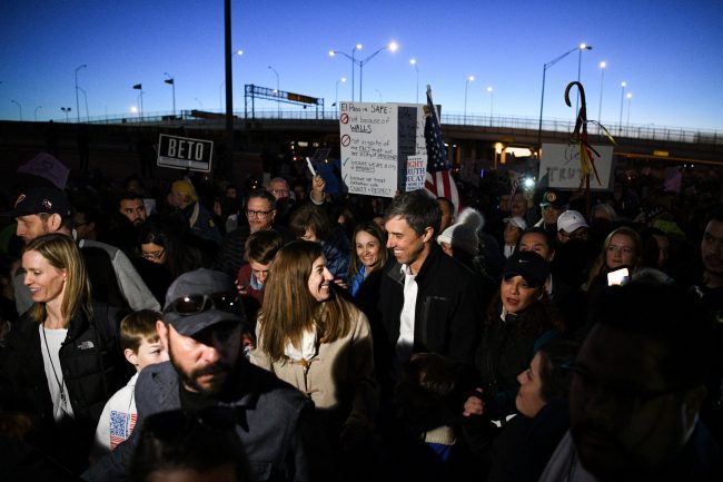 Beto O’Rourke, the Democratic former Texas congressman, and his wife Amy participate in an anti-Trump march in El Paso, Texas, Feb. 11, 2019.