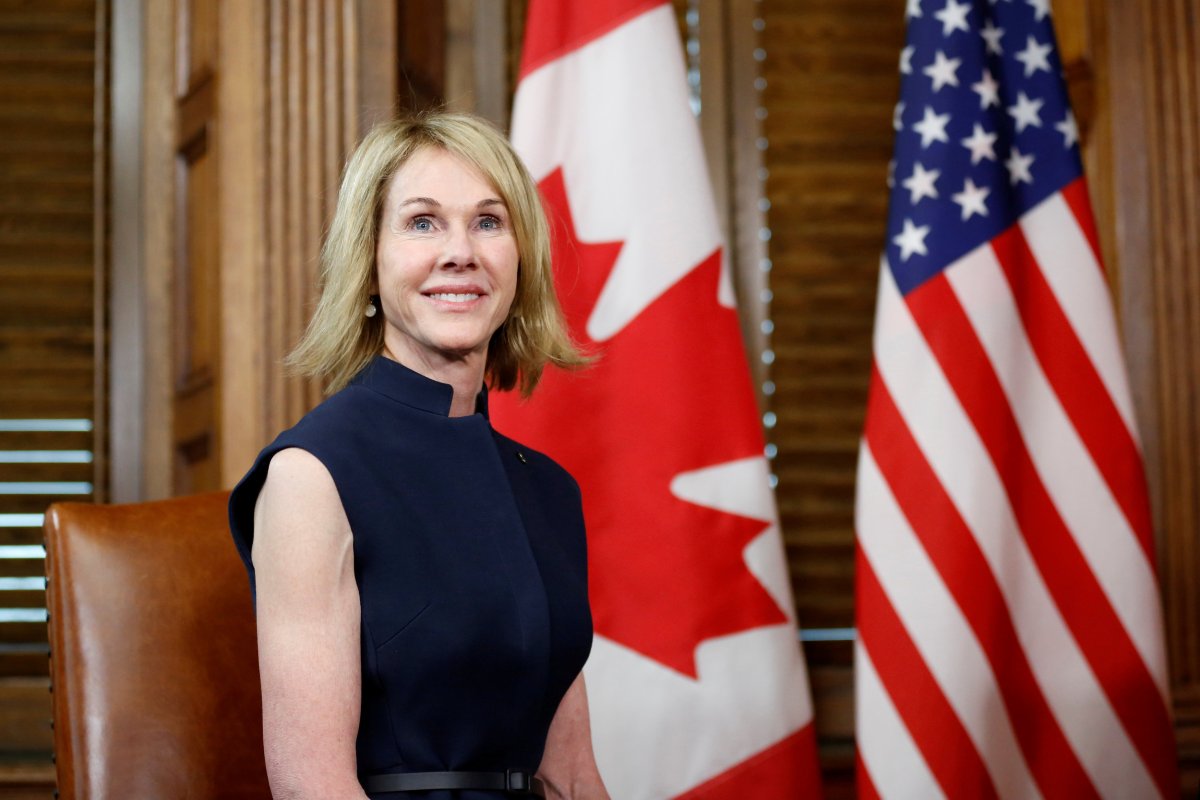 U.S. Ambassador to Canada Kelly Craft takes part in a meeting with Canada's Prime Minister Justin Trudeau in Trudeau's office on Parliament Hill in Ottawa, Ontario, Canada, November 3, 2017. 