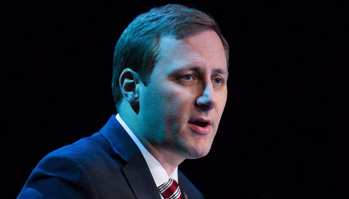 Candidate Brad Trost speaks during a federal Conservative Party leadership debate in Vancouver, B.C., on Sunday Feb. 19, 2017. 