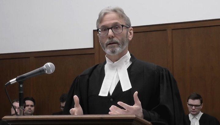 Lawyer Mitch McAdam addresses the Saskatchewan Court of Appeal in Regina, Feb. 13,  2019. 