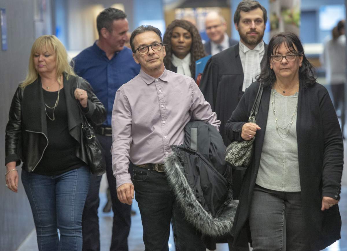Michel Cadotte, accused of murder in the 2017 death of his ailing wife in what has been described as a mercy killing, heads to the courtroom to hear final arguments Tuesday, February 19, 2019 in Montreal.
