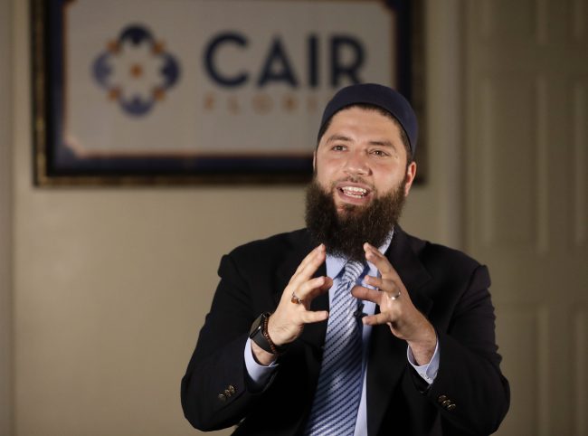 Hassan Shibly, attorney for Hoda Muthana, the Alabama woman who left home to join the Islamic State group in Syria, speaks during a news conference Wednesday, Feb. 20, 2019, in Tampa, Fla.