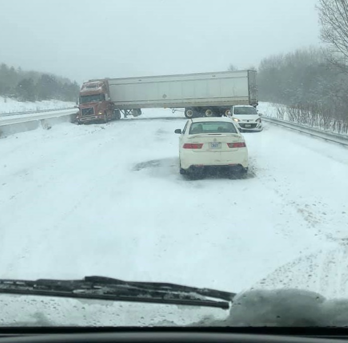 Highway 401 east of Brighton was closed following multiple collisions which included a jack-knifed tractor trailer on Wednesday morning.