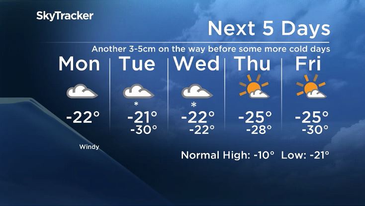 Winnipeg’s five-day forecast from Feb. 4, 2019.