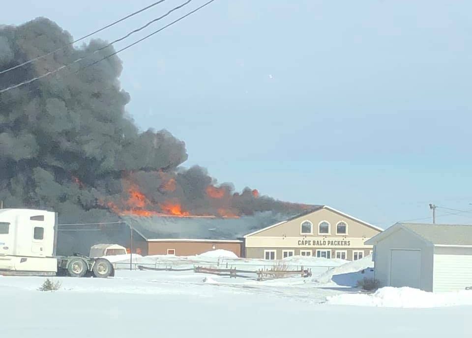 A blaze Sunday morning in Cap-Pelé destroyed a large lobster processing facility owned by Cape Bald Packers.