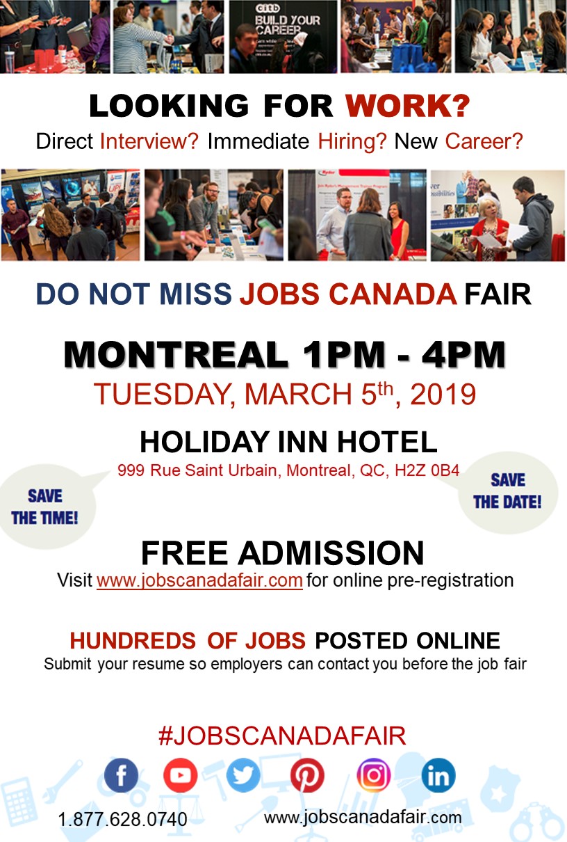 MONTREAL JOB FAIR – MARCH 5TH, 2019 - image