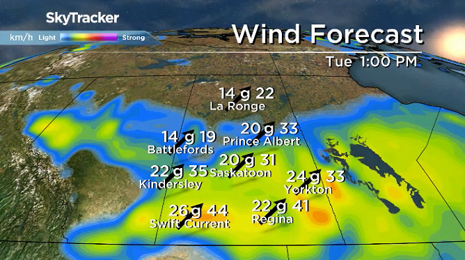 A breezy southwesterly wind kicks in during the day on Tuesday, helping boost temperatures up during the afternoon.
