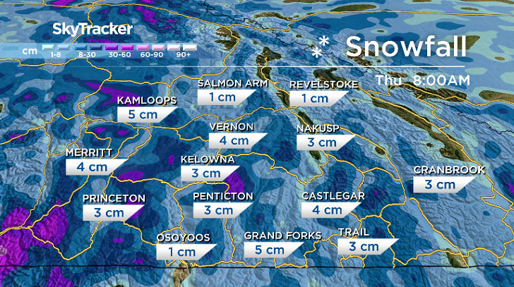 A few centimetres of snow is possible in the valley by mid-week.