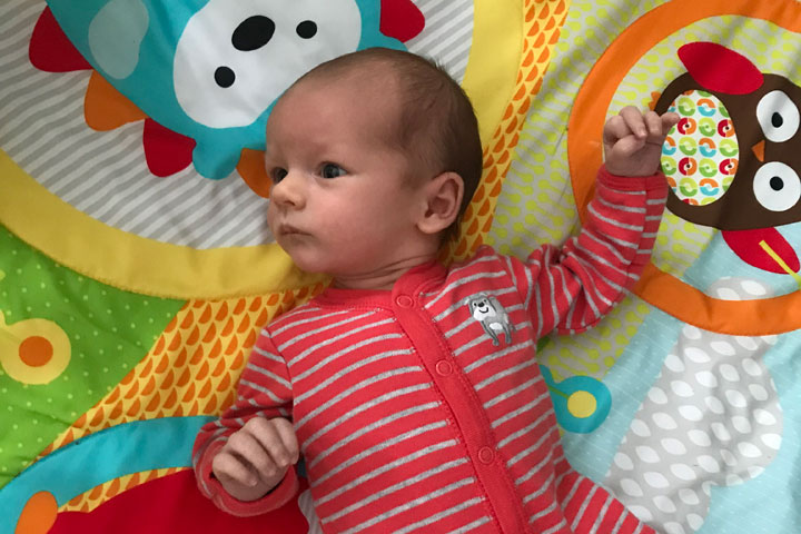 Brooke Seal’s newborn son, who is currently being kept at home after a possible measles exposure.