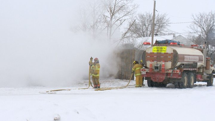 Firefighters from Pense, Sask. responded to a Monday morning blaze in the village of Belle Plaine. 