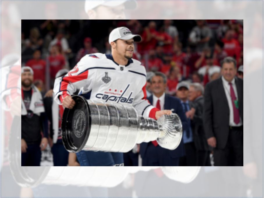 Winnipeg's Madison Bowey with the Stanley Cup. The Capitals defenceman is bringing the cup to the Varsity View Sportsplex July 28.
