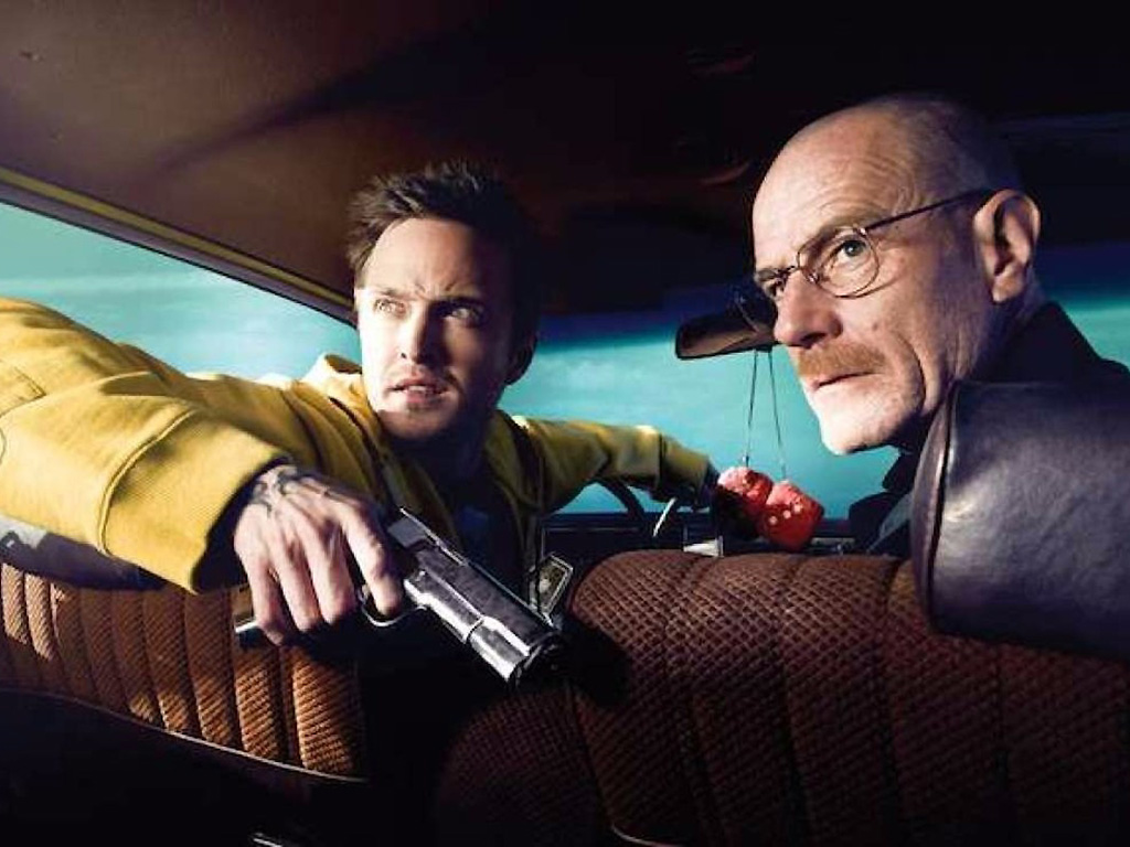 Aaron Paul and Bryan Cranston star in original series 'Breaking Bad.'.