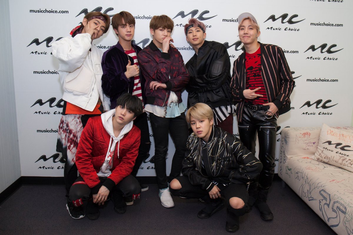 BTS visits the Music Choice Awards on March 22, 2017 in New York City.