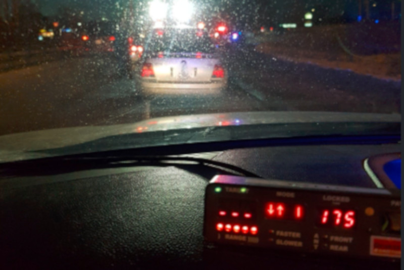 The view from inside an unmarked Waterloo Regional Police patrol car.