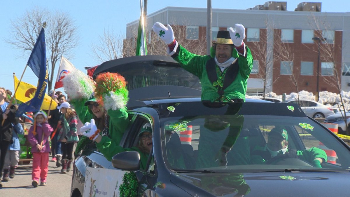 Parade participants at Chateauguay's St. Patrick's Day parade in 2018.