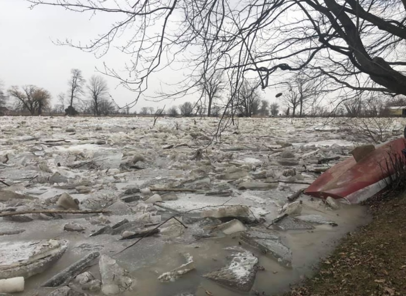 Photo of the ice jam in the Thames River near Chatham.