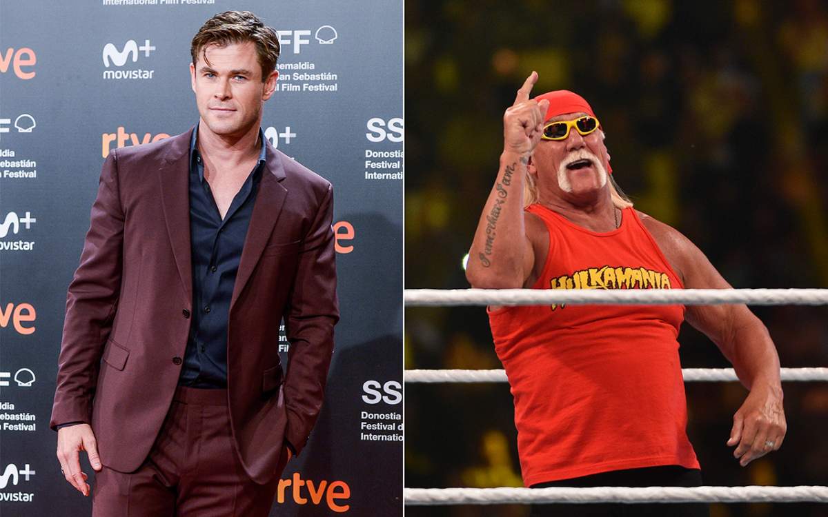 (L-R): Actor Chris Hemsworth and wrestling legend Hulk Hogan.