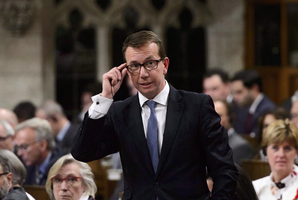 Scott Brison stands during question period in the House of Commons on Parliament Hill in Ottawa on Monday, Oct. 15, 2018. THE CANADIAN PRESS/Sean Kilpatrick.