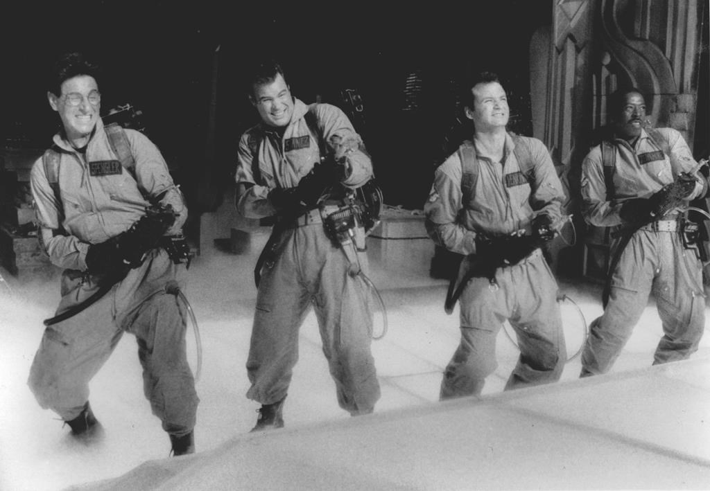 A scene from Ghostbusters: (L-R) Harold Ramis, Dan Aykroyd, Bill Murray and Ernie Hudson. The president of a film and stage technicians’ union confirms the next Ghostbusters movie will be filmed in Calgary.
