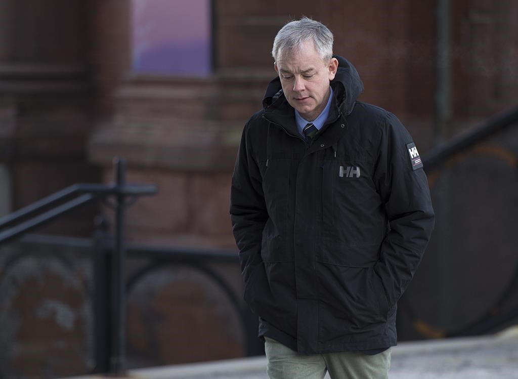 Dennis Oland heads to the Law Courts in Saint John, N.B., on January 29, 2019 as his trial in the bludgeoning death of his millionaire father, Richard Oland, continues.