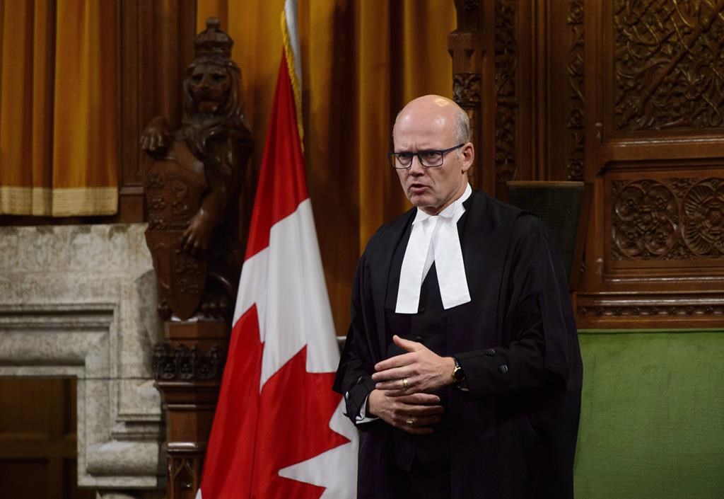 Speaker of the House of Commons of Canada Geoff Regan stands during question period in the House of Commons on Parliament Hill in Ottawa on Tuesday, Sept. 25, 2018.