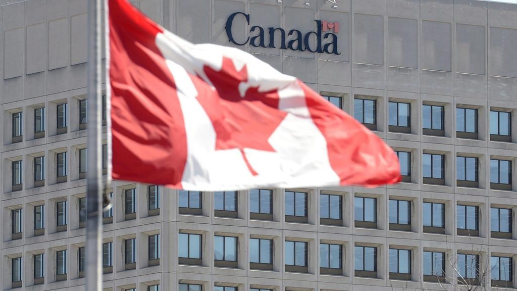 The facade of the headquarters of the Department of National Defence is pictured in Ottawa, on April 3, 2013.