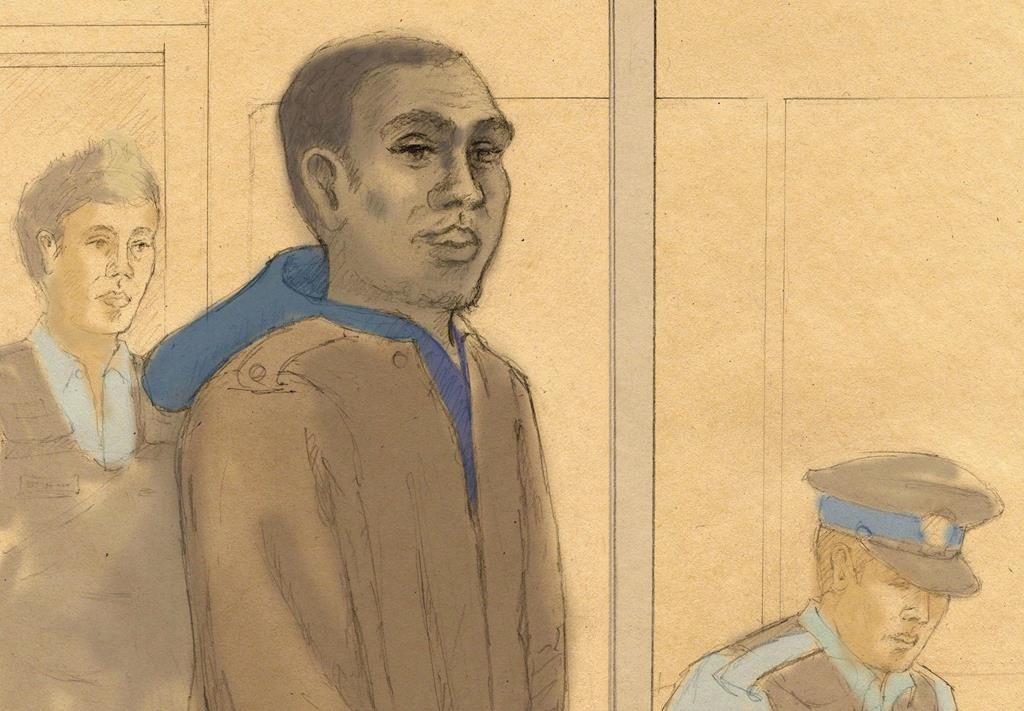 Christopher Husbands appears in court in Toronto on Monday, June 4, 2012 in this artist's sketch. Husbands, accused in a fatal shooting at Toronto's Eaton Centre six years ago,  has been found guilty of two counts of manslaughter.THE CANADIAN PRESS/Tammy Hoy.