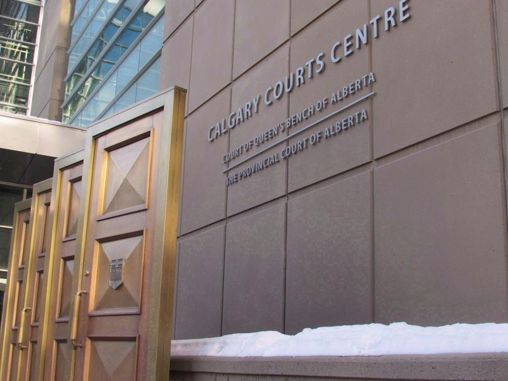 The sign at the Calgary Courts Centre in Calgary is shown on Friday, Jan. 5, 2018. 