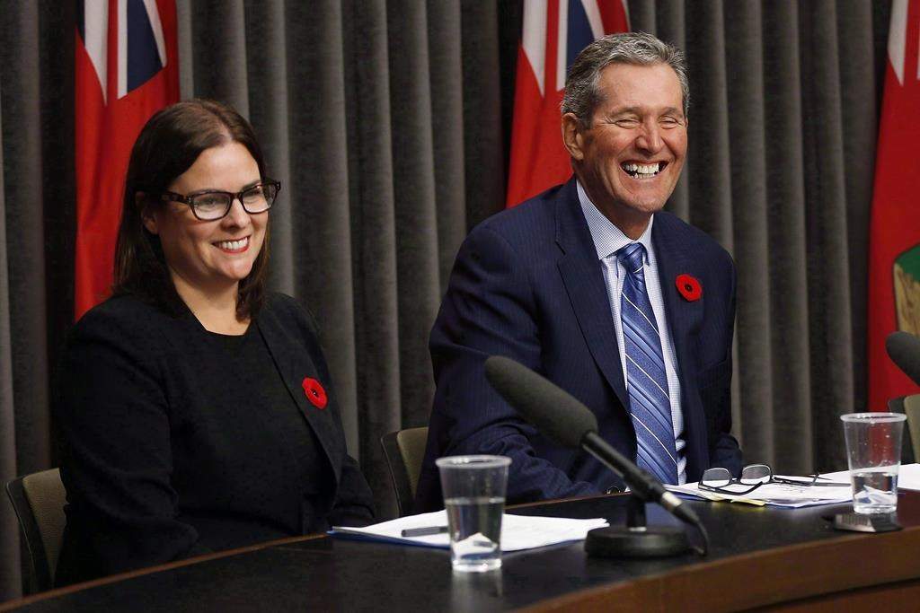 Families Minister Heather Stefanson with Manitoba premier Brian Pallister in a file photo.