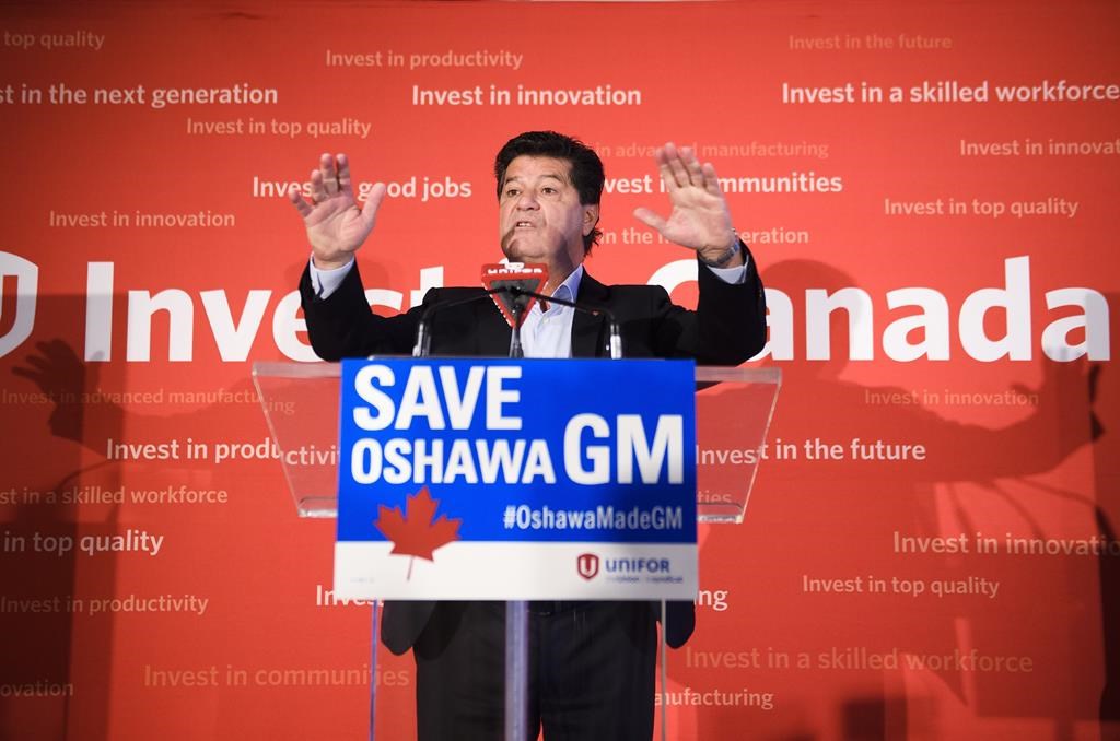 Unifor National president Jerry Dias speaks during a press conference in Toronto on Jan. 25, 2019.