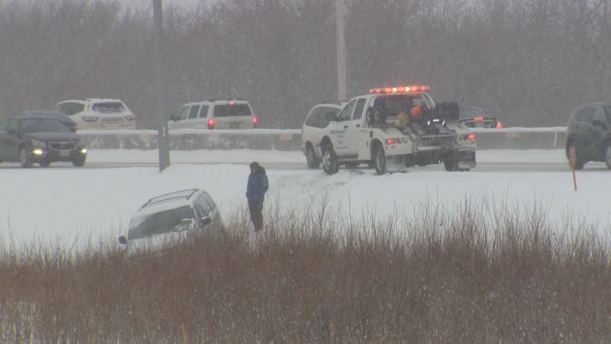 February 12, 2019 - Winter driving conditions in Winnipeg.