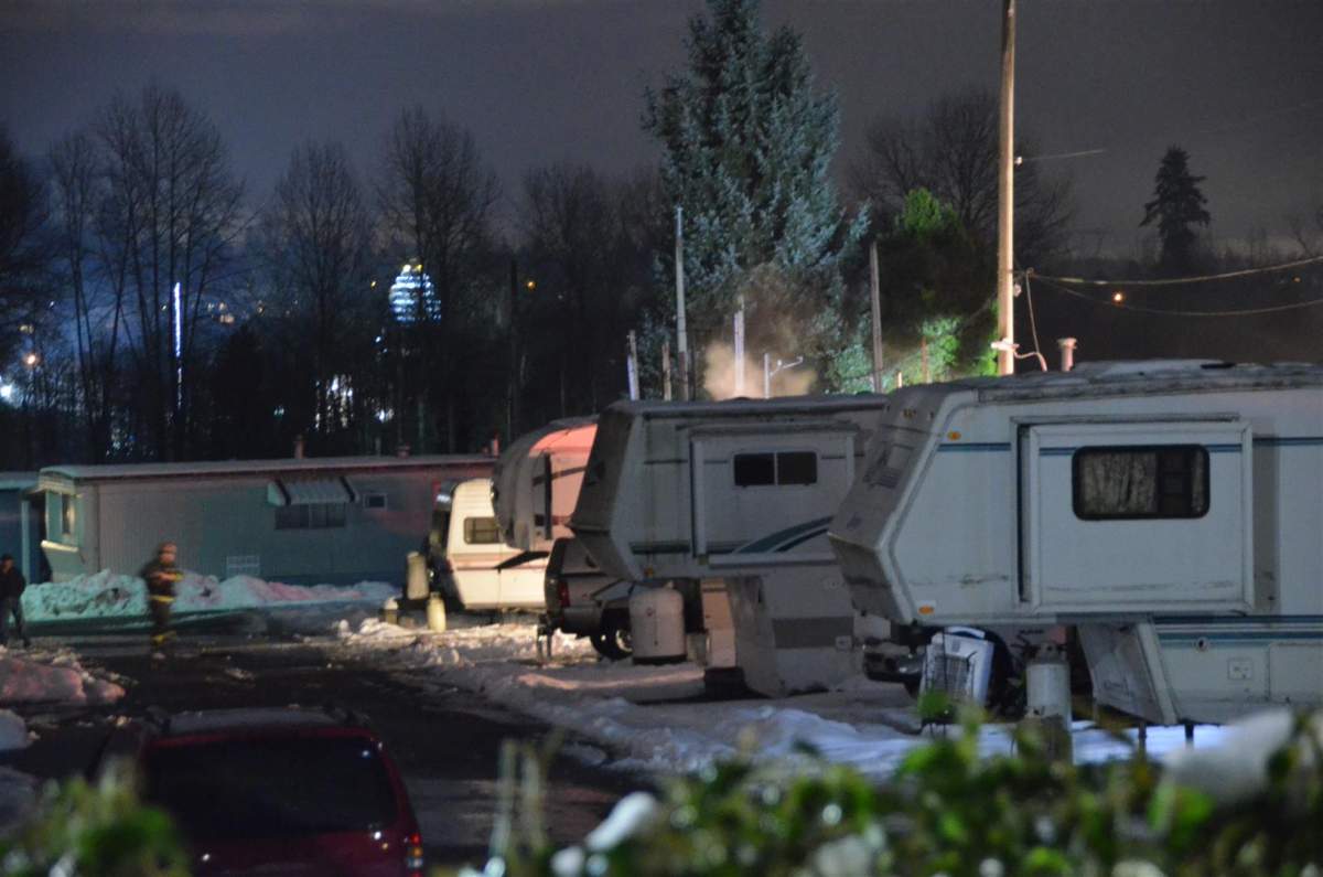 One man was injured in a fire at the Plaza RV park on Friday night. 